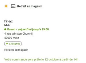Simulation impact livraison en magasin avec la fnac